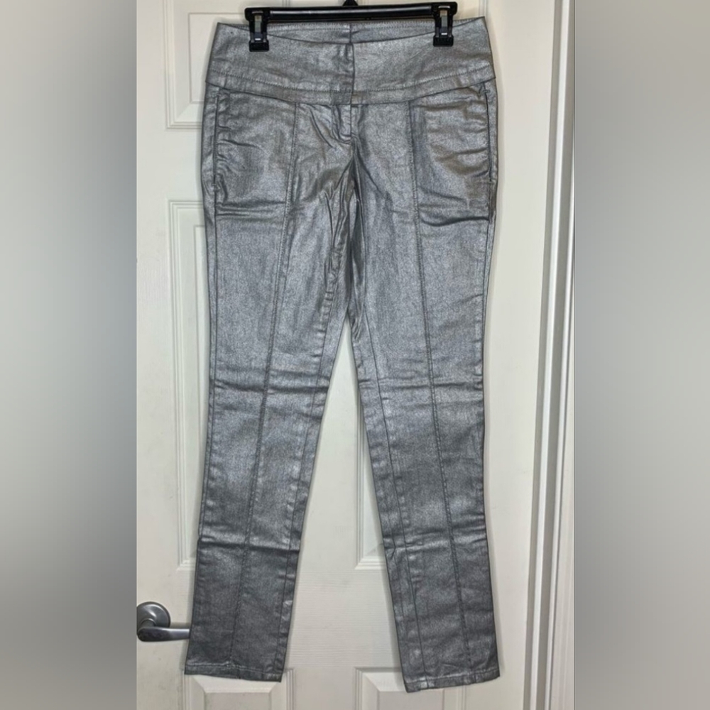 She Said Silver Skinny Pants, Size 4